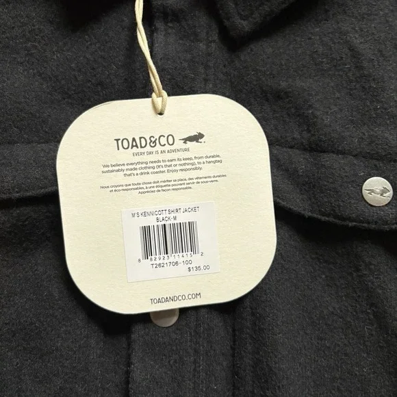 NWT Toad & Co. Men's Kennicott Wool Blend Button Up Shirt Jacket Black Sz Med - Picture 7 of 10